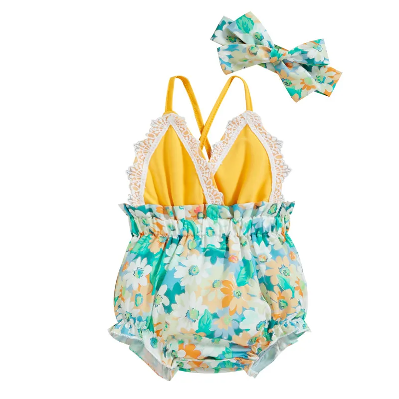 2 Pcs Newborn Baby Girls Casual Romper Cute Floral Printed Sleeveless Backless Lace Ruffled Bodysuit+Headband Outfits
2 Pcs Newborn Baby Girls Casual Romper Cute Floral Printed Sleeveless Backless Lace Ruffled Bodysuit+Headband Outfits