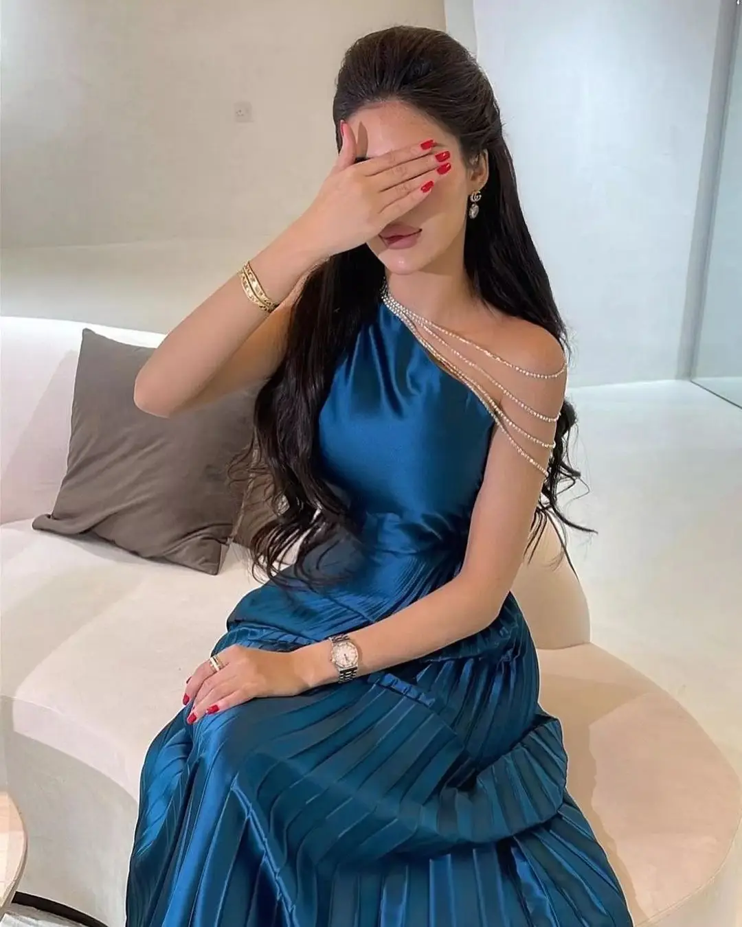 Meetlove Navy Blue Long Prom Dresses A-Line One Shoulder Ankle Length Pleated Saudi Arabia Prom Gowns Formal Party Dress
Meetlove Navy Blue Long Prom Dresses A-Line One Shoulder Ankle Length Pleated Saudi Arabia Prom Gowns Formal Party Dress