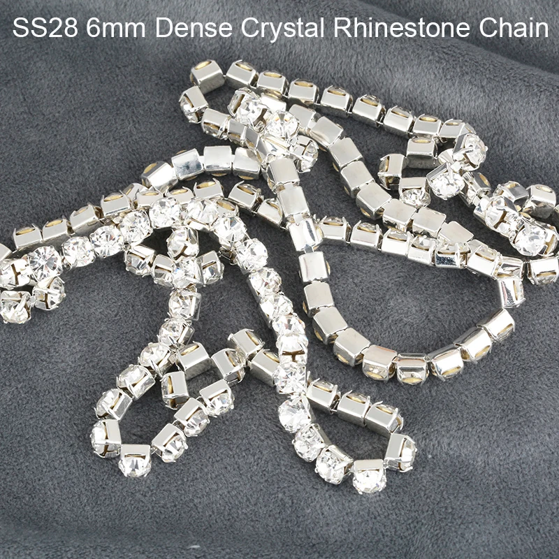 1yard SS28 6mm Sewing Crystal Dense Rhinestone Cup Chain Sliver Bottom Rhinestone Chain Trim For DIY Garments Craft Decoration
1yard SS28 6mm Sewing Crystal Dense Rhinestone Cup Chain Sliver Bottom Rhinestone Chain Trim For DIY Garments Craft Decoration
