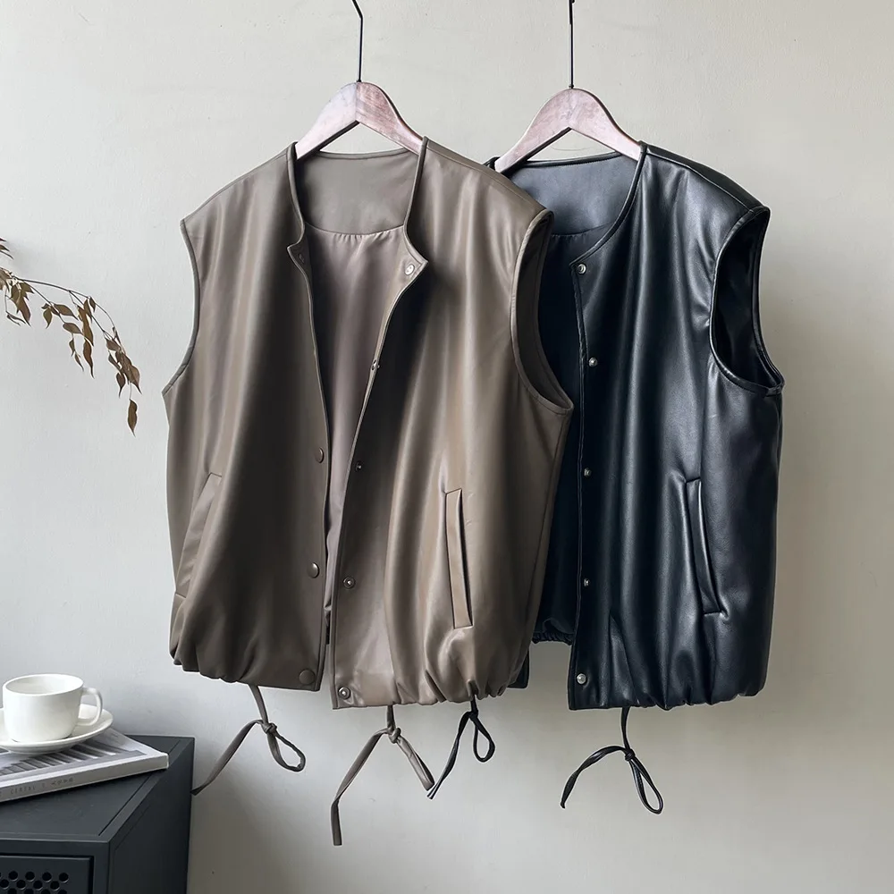 Famous designer vintage Zipper Pu Leather Jackets Women Motorcycle biker vest
Famous designer vintage Zipper Pu Leather Jackets Women Motorcycle biker vest