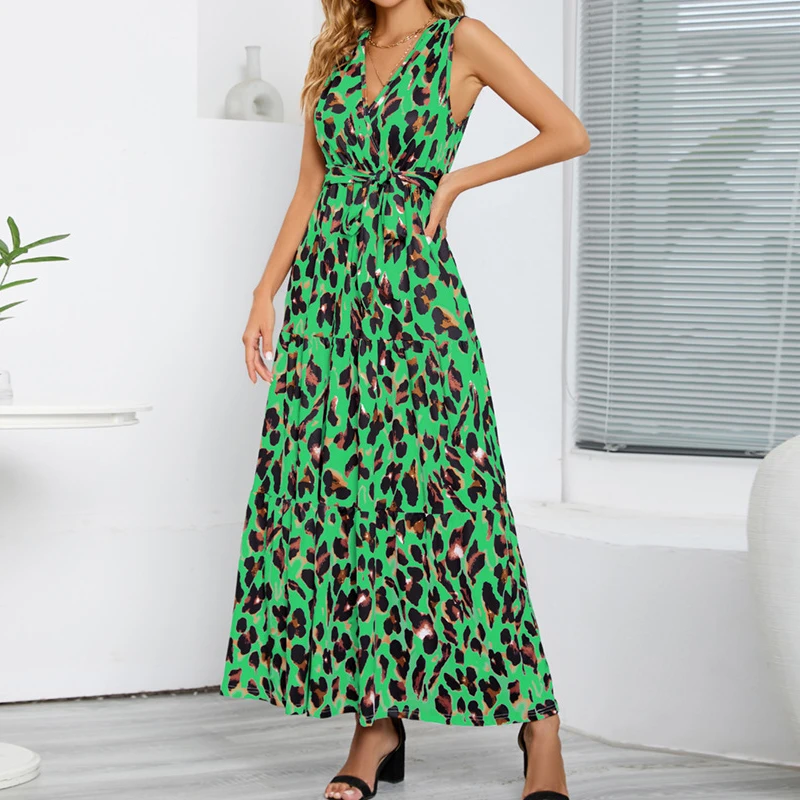Casual Belt Office-lady Dress Fashion Lace-up Party Dress Summer Leopard Printed V-neck A-line Sexy Dress Women Slim Robe 25229
Casual Belt Office-lady Dress Fashion Lace-up Party Dress Summer Leopard Printed V-neck A-line Sexy Dress Women Slim Robe 25229