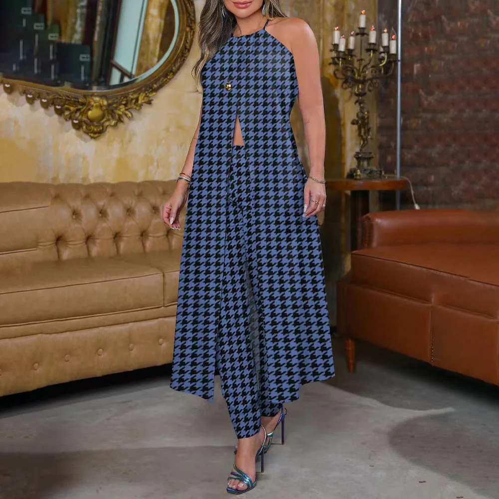 Summer Spring Two Piece Sets Women Outifits High Slit Longline Top Long Pants Set Fashion Elegant Sleeveless Top Pants Suit
Summer Spring Two Piece Sets Women Outifits High Slit Longline Top Long Pants Set Fashion Elegant Sleeveless Top Pants Suit