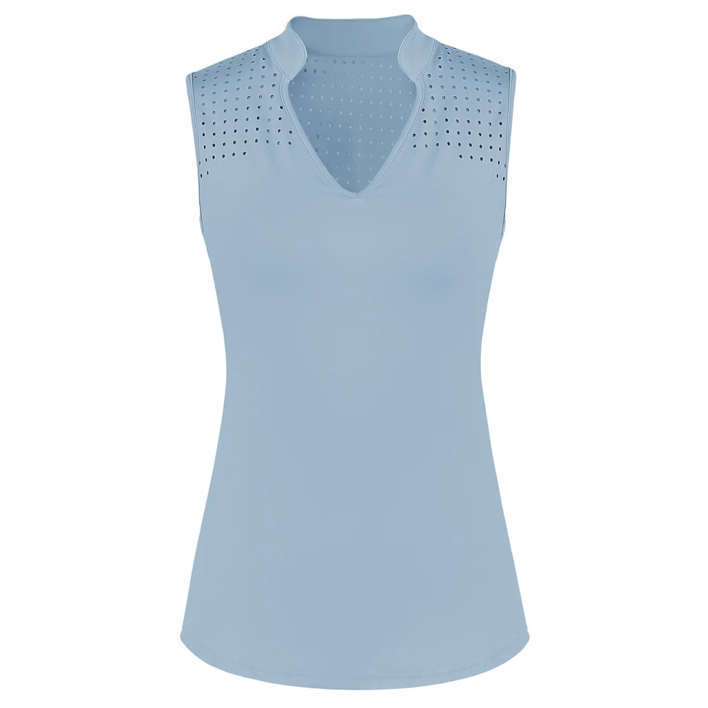 JS Women Hollowed-out Sports Shirt Sleeveless Stand Collar V-Neck Sides Slit Top
JS Women Hollowed-out Sports Shirt Sleeveless Stand Collar V-Neck Sides Slit Top