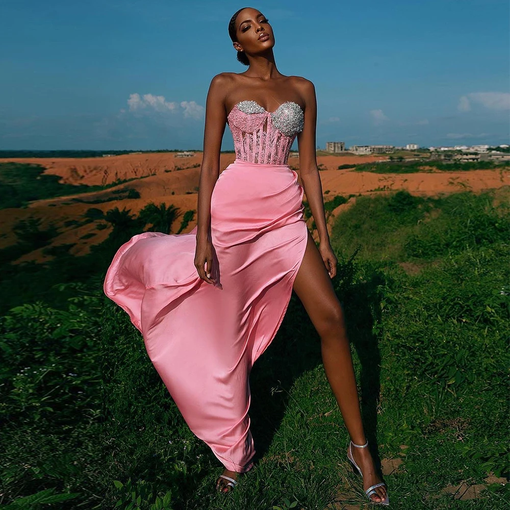 Женское атласное платье-Русалка, розовое роскошное вечернее платье для выпускного вечера, расшитое бисером, с разрезом сбоку, 2022 
Женское атласное платье-Русалка, розовое роскошное вечернее платье для выпускного вечера, расшитое бисером, с разрезом сбоку, 2022