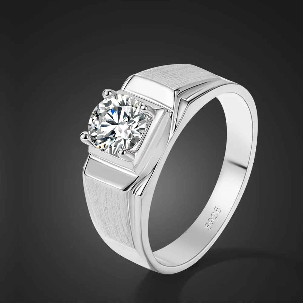 

ziqiudie S925 sterling silver platinum-plated diamond men's ring high-grade wedding couples ring men ring to send husband gift