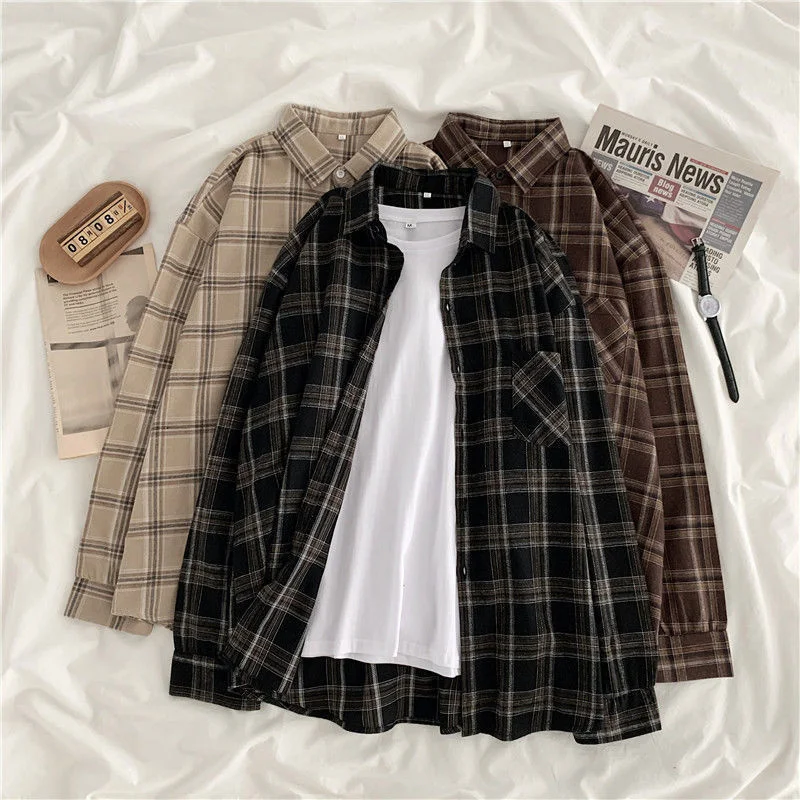 Plaid Button Up Collared Shirt Women Long Sleeve Loose For Spring Fashion Tops Kawaii Korean Clothing Clothes Vintage Shirts
Plaid Button Up Collared Shirt Women Long Sleeve Loose For Spring Fashion Tops Kawaii Korean Clothing Clothes Vintage Shirts