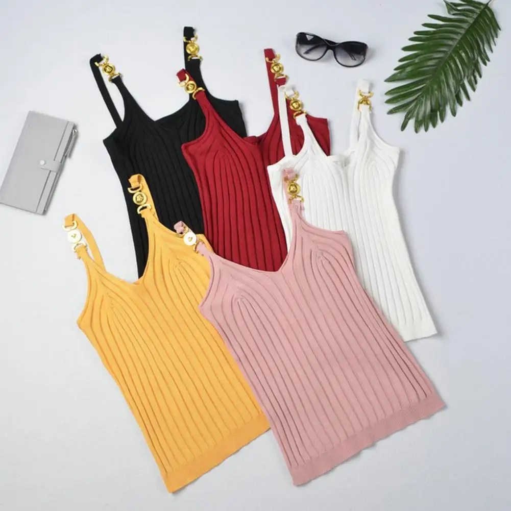 Summer suspenders women's vest pure color metal decoration V-neck backless sleeveless daily decoration body striped texture wome
Summer suspenders women's vest pure color metal decoration V-neck backless sleeveless daily decoration body striped texture wome