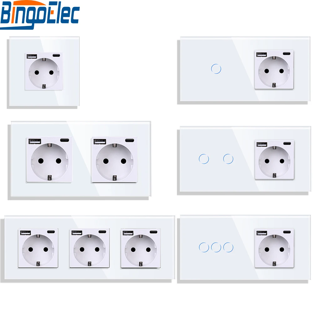 EU Standard Single Power Socket Touch Switch Crystal Panel USB Double Outlet Triple Wall Sockets 1/2/3gang Switch With Socket
EU Standard Single Power Socket Touch Switch Crystal Panel USB Double Outlet Triple Wall Sockets 1/2/3gang Switch With Socket