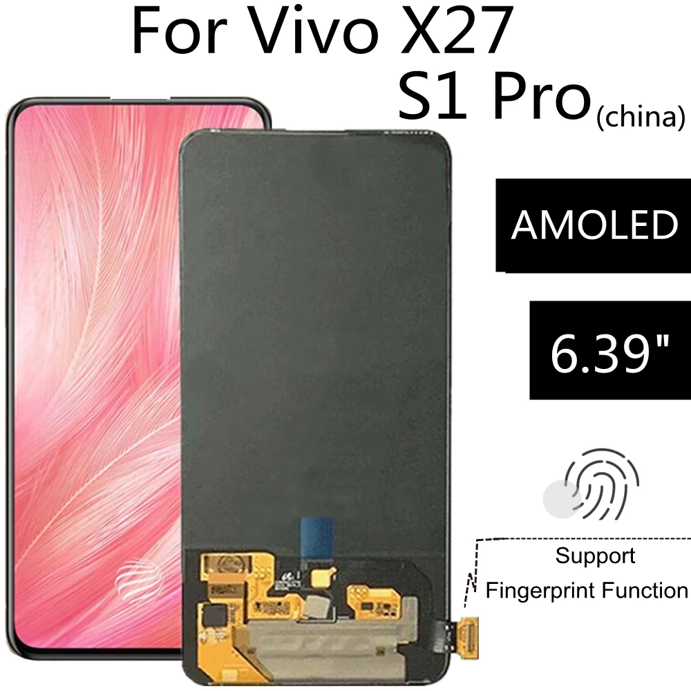 6.39'' AMOLED For Vivo S1 PRO V1832 LCD Display Touch Screen Digitizer Assembly Replacement X27 V1836A V1836T