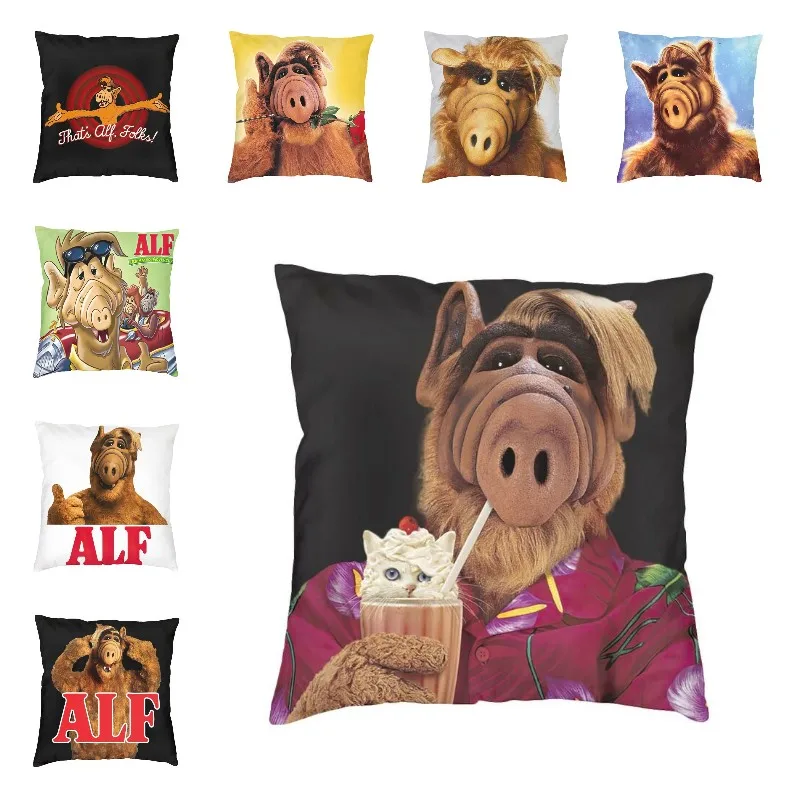 

Funny Alf Meme Cushion Cover Two Side Print Alien Life Form Sci Fi Tv Show Floor Pillow Case for Sofa Fashion Pillowcase Decor