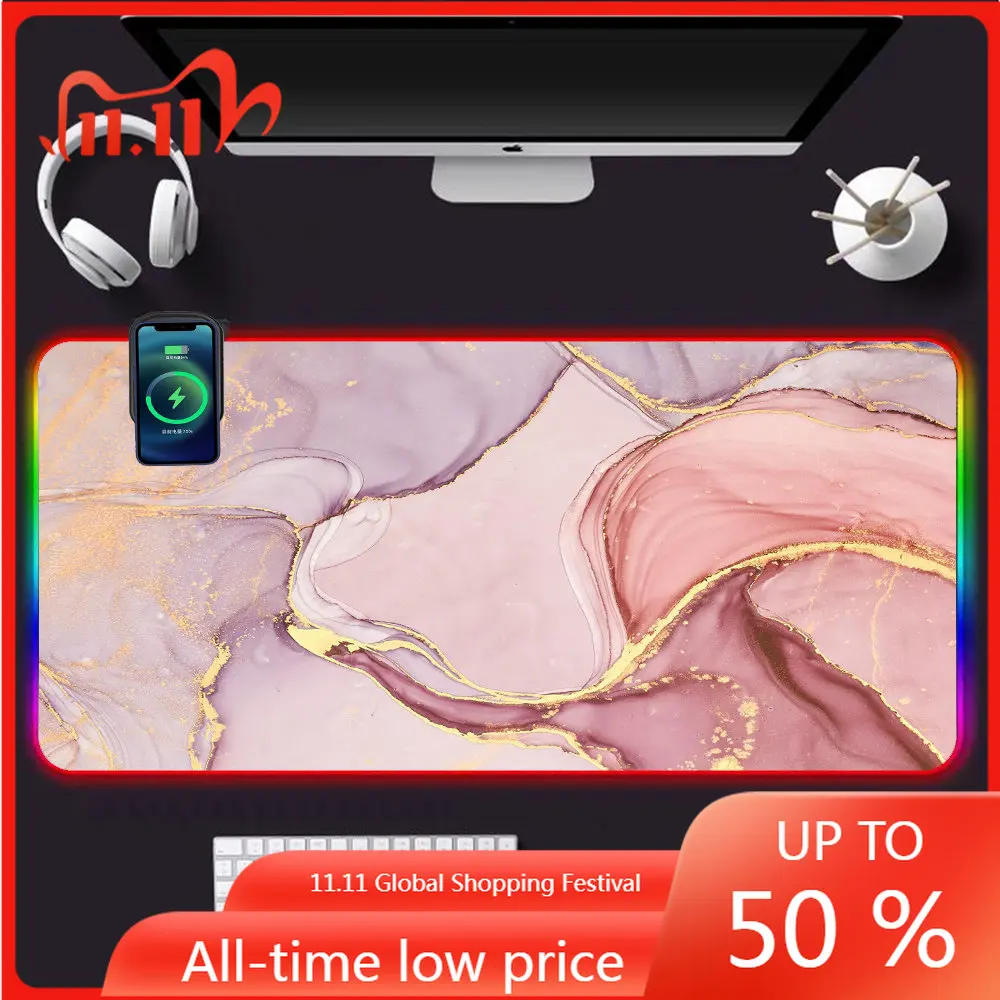 Wireless Charging Mouse Pad RGB Marble Texture Laptop Gamer Accessories Wireless Charging Mobile Phone LED Backlit Keyboard Desk
Wireless Charging Mouse Pad RGB Marble Texture Laptop Gamer Accessories Wireless Charging Mobile Phone LED Backlit Keyboard Desk