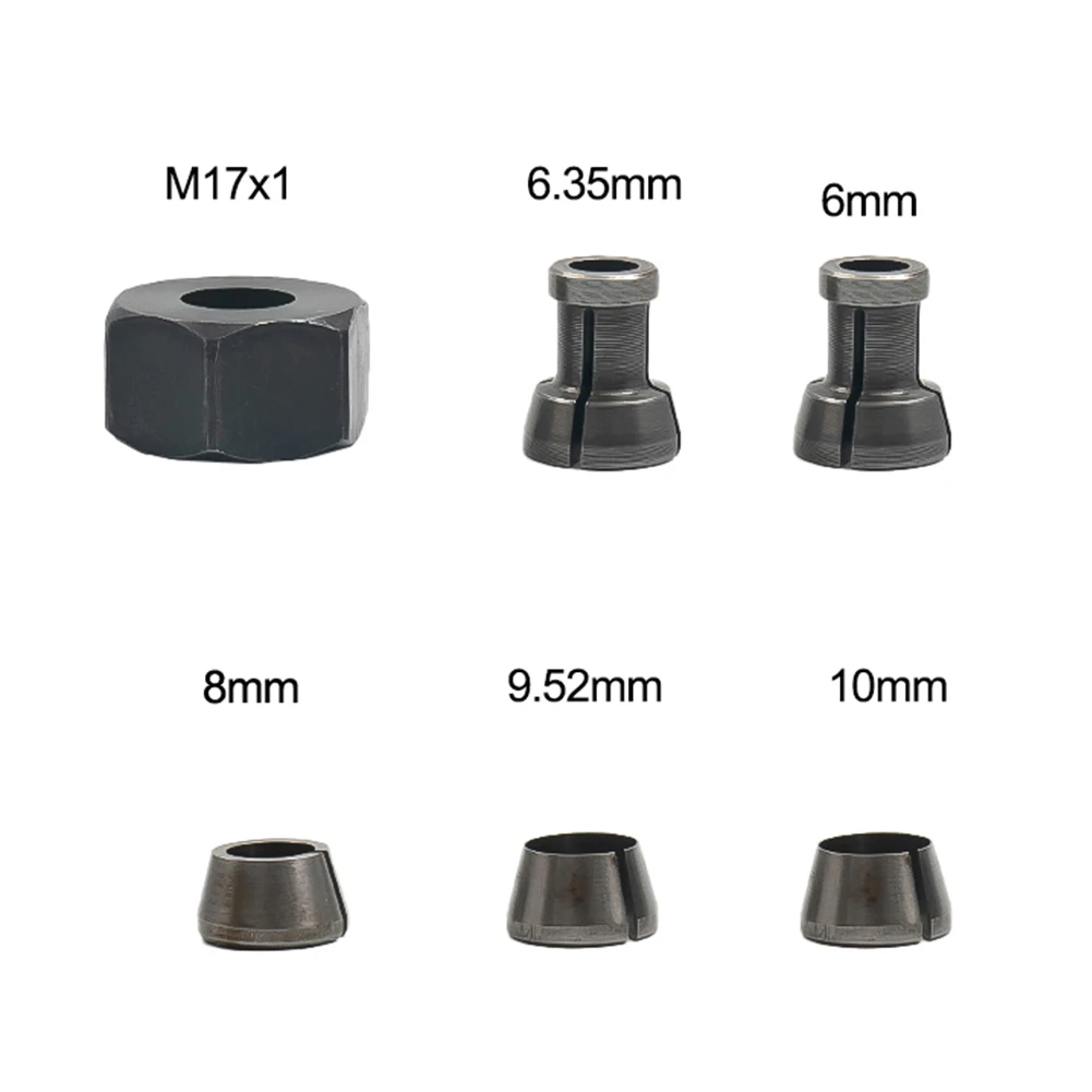 6 Piece Set Trimmer Collets Electric Router Suitable For Engraving Machine 6.35mm 8mm 9.5mm M17*1mm Accessories
6 Piece Set Trimmer Collets Electric Router Suitable For Engraving Machine 6.35mm 8mm 9.5mm M17*1mm Accessories