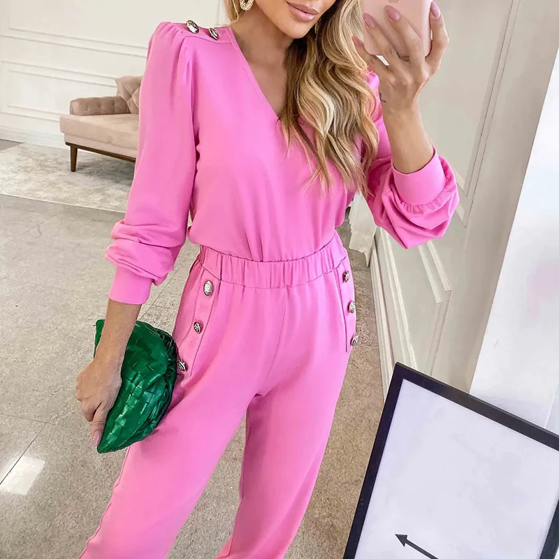 Women Puff Long sleeve two piece set Autumn Sexy V neck blouse top + Elastic waist pant tracksuit set Office Lady solid outfit
Women Puff Long sleeve two piece set Autumn Sexy V neck blouse top + Elastic waist pant tracksuit set Office Lady solid outfit