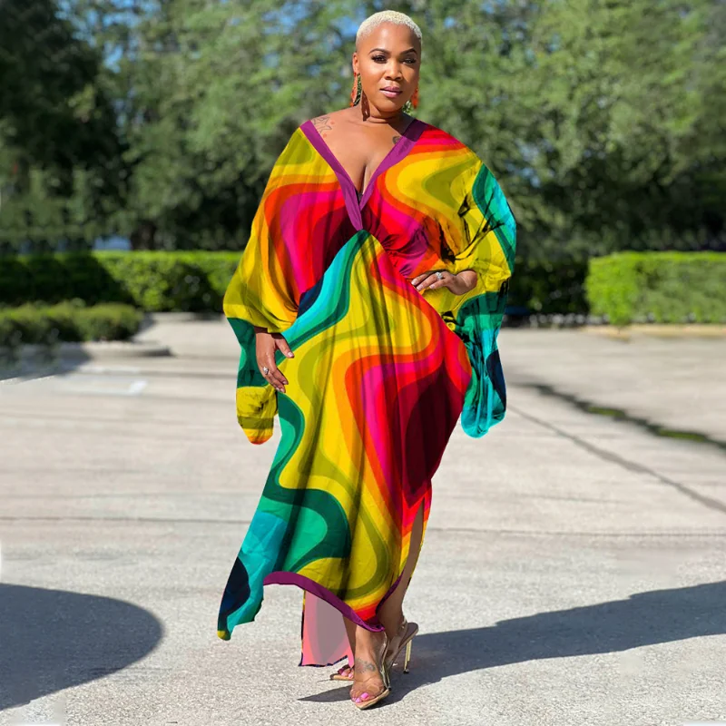 KEXU Plus Size Women Loose Casual Print Maxi Long Dresses 2022 Summer Batwing Long Sleeve V-neck Elegant Streetwear Dress
KEXU Plus Size Women Loose Casual Print Maxi Long Dresses 2022 Summer Batwing Long Sleeve V-neck Elegant Streetwear Dress