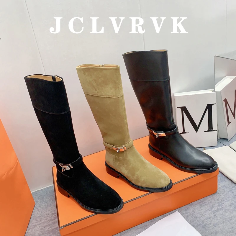 JCLVRVK Natural Leather Knee High Women Boots Buckle Belt Classic Luxury Brand Boots Slip On Knight Elastic Band
JCLVRVK Natural Leather Knee High Women Boots Buckle Belt Classic Luxury Brand Boots Slip On Knight Elastic Band