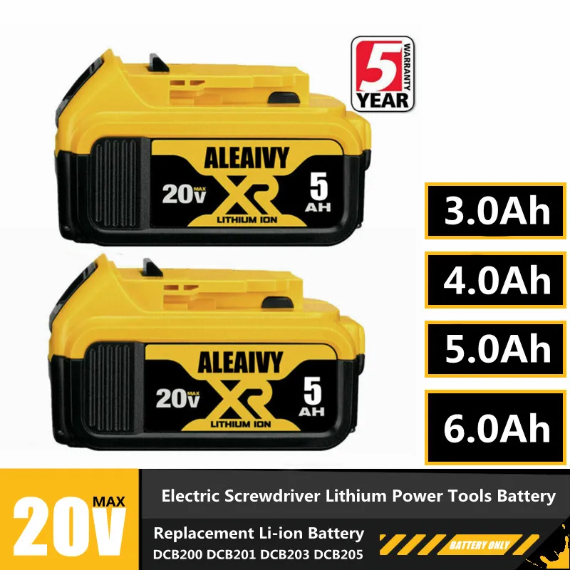 18650 battery 20V 5.0Ah 6.0Ah Replaceable Lithium Batteries for Dewalt 20v MAX XR DCB200 DCB201 DCB203 Power Tools Spare Battery
18650 battery 20V 5.0Ah 6.0Ah Replaceable Lithium Batteries for Dewalt 20v MAX XR DCB200 DCB201 DCB203 Power Tools Spare Battery