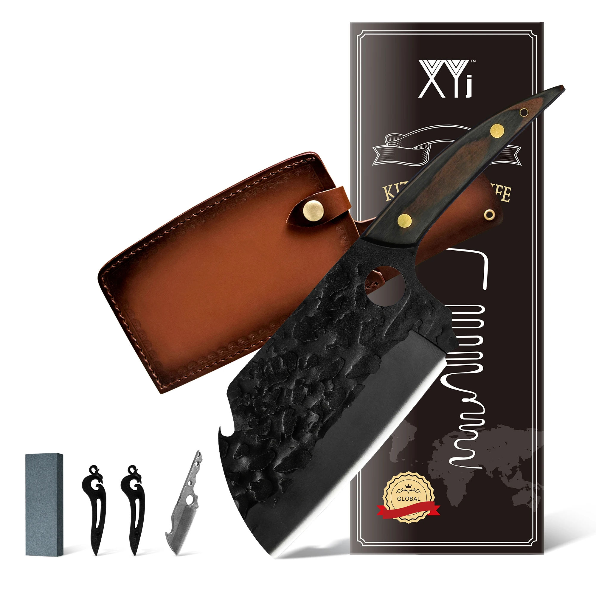 XYj Full Tang кухонный нож мясника, ножи из нержавеющей стали, молоток с узором, лезвие из моющего камня, нож шеф-повара, нож-оболочка
XYj Full Tang кухонный нож мясника, ножи из нержавеющей стали, молоток с узором, лезвие из моющего камня, нож шеф-повара, нож-оболочка