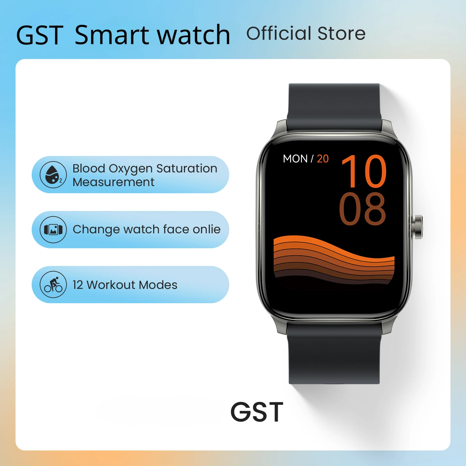 

GST Smartwatch Men Women Watch for HAYLOU Blood Oxygen Heart Rate Sleep Monitor 12 Sport Models Custom Watch Face Global Version