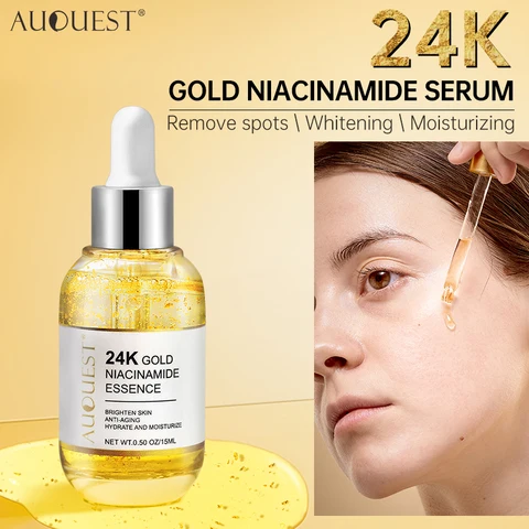 Сыворотка Niacinamide с гиалуроновой кислотой для лица, сыворотка с 24-каратным золотом, увлажняющая, осветляющая, сглаживающая, для ухода за кожей лица