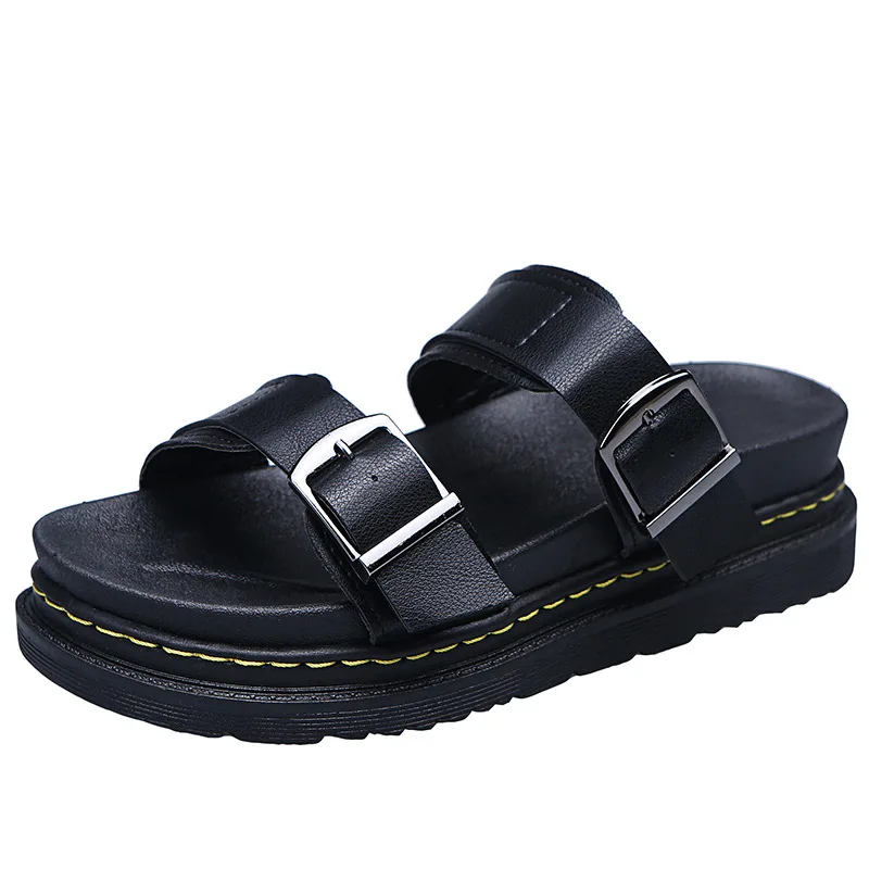 Designer Women's Slippers Summer The New Thick Sole Sandals Belt Buckle Leisure Black Large Size Beach Word Sandals
Designer Women's Slippers Summer The New Thick Sole Sandals Belt Buckle Leisure Black Large Size Beach Word Sandals
