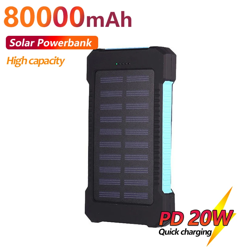 Large Capacity Solar Power Bank 80000mAh External Battery with Flashlight Dual USB Portable Outdoor Emergency Mobile Power Bank
Large Capacity Solar Power Bank 80000mAh External Battery with Flashlight Dual USB Portable Outdoor Emergency Mobile Power Bank
