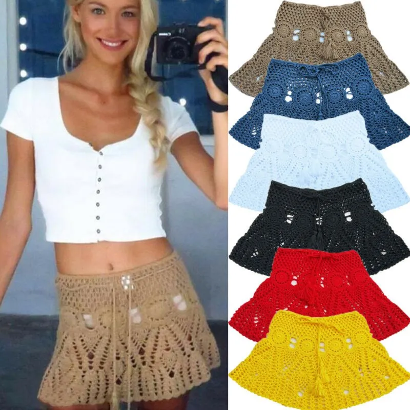 Women Summer Solid Color Crochet High Waist Beach Skirt Lady Knit Hollow Out Tassel Skirts Bikini Bottoms Cover-Up Beachwear
Women Summer Solid Color Crochet High Waist Beach Skirt Lady Knit Hollow Out Tassel Skirts Bikini Bottoms Cover-Up Beachwear