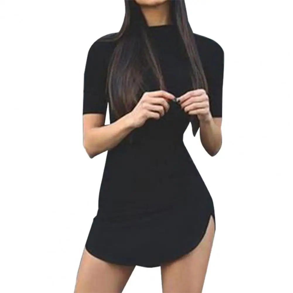 Charming T-shirt Dress O-Neck Breathable Mini Dress Pure Color Tight-Fitting Hip Wrap Mini Dress
Charming T-shirt Dress O-Neck Breathable Mini Dress Pure Color Tight-Fitting Hip Wrap Mini Dress