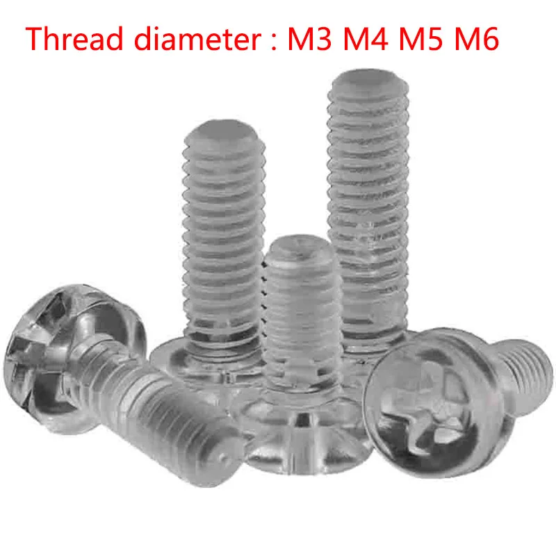10Pcs Phillips M3 M4 M5 M6 Acrylic Clear Transparent Plastic Cup Head Cross Machine Screw Hand Tighten Thumb Bolt Screw DIY
10Pcs Phillips M3 M4 M5 M6 Acrylic Clear Transparent Plastic Cup Head Cross Machine Screw Hand Tighten Thumb Bolt Screw DIY