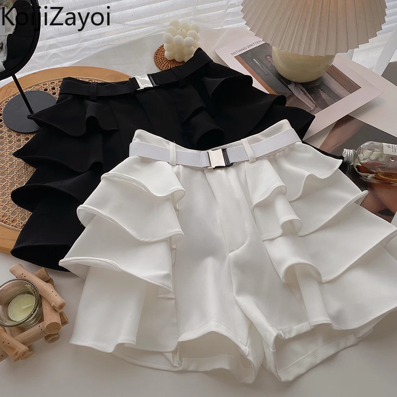 Koijizayoi Women's 2022 Spring Summer Layered Ruffled Shorts New Korean Thin Solid All-match High-waisted Wide-leg Pants Belt
Koijizayoi Women's 2022 Spring Summer Layered Ruffled Shorts New Korean Thin Solid All-match High-waisted Wide-leg Pants Belt