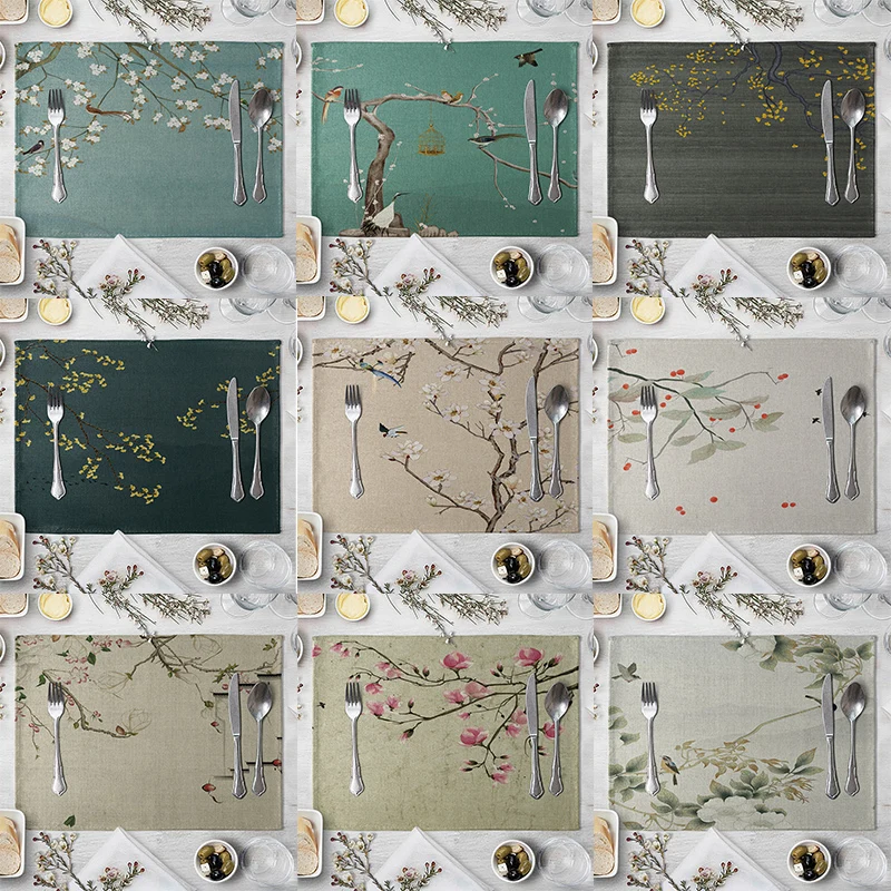 Plum Tree Pattern imitation linen Placemat For Dinner Table Mat For Coffee Tables Tableware Plates Cup Pads Kitchen Accessories
Plum Tree Pattern imitation linen Placemat For Dinner Table Mat For Coffee Tables Tableware Plates Cup Pads Kitchen Accessories