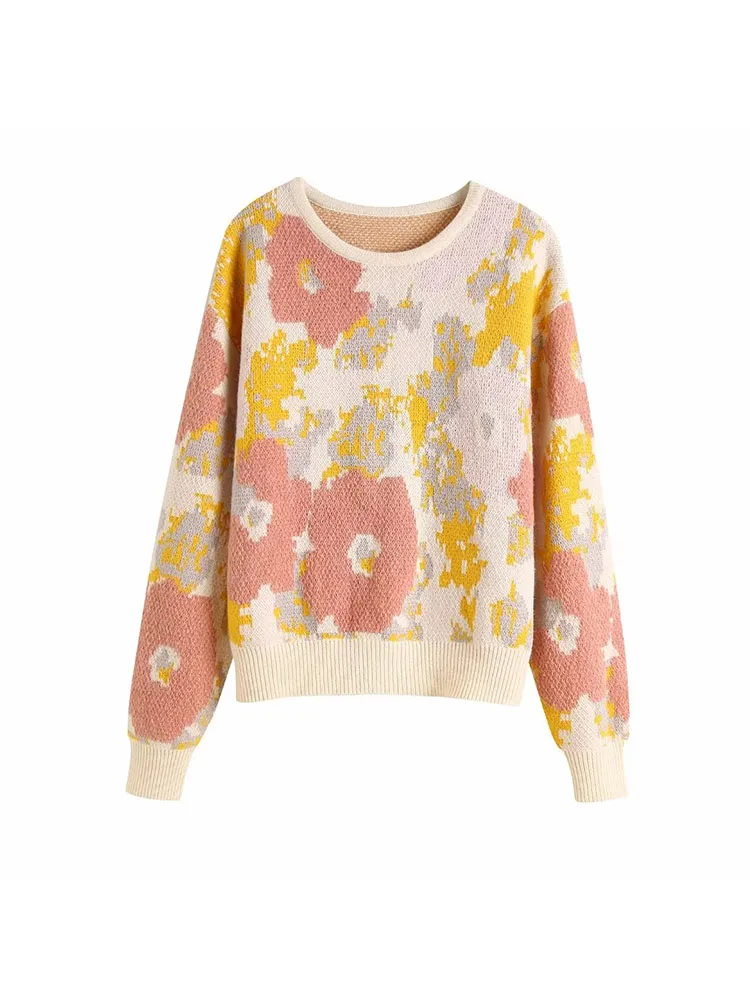 2022 Autumn/Winter new retro round neck fashion floral jacquard loose and versatile long sleeve warm knit
2022 Autumn/Winter new retro round neck fashion floral jacquard loose and versatile long sleeve warm knit
