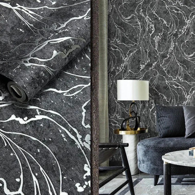 

Metallic Ripple Liquid Marble Swirl Shimmer Wallpaper Roll Abstract PVC Wall Paper Home Decor