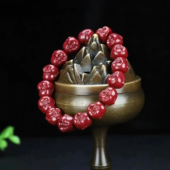 Natural Raw Mineral Cinnabar Buddha Head Bracelet Rich Armor World Fashion Simple Bracelet