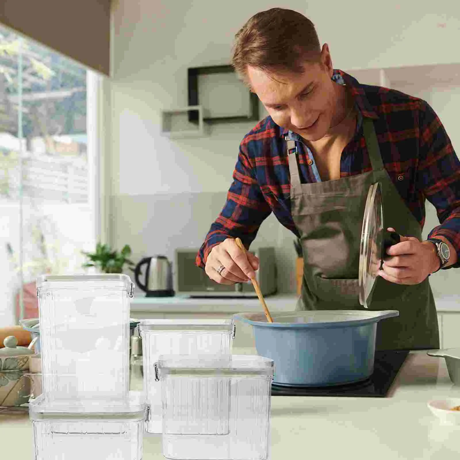 4 Pcs Food Storage Jars Storage Boxes With Lids With Lids With Lids Bin Grain Container Silver Buckle Multi-function Cereal
4 Pcs Food Storage Jars Storage Boxes With Lids With Lids With Lids Bin Grain Container Silver Buckle Multi-function Cereal