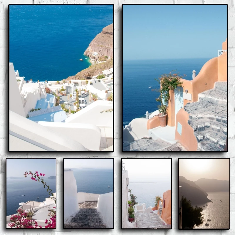 

Canvas Posters Santorini Oia Stairs 1 Wall Art Home Birthday Gifts Picture Living Room Prints And Prints Hanging