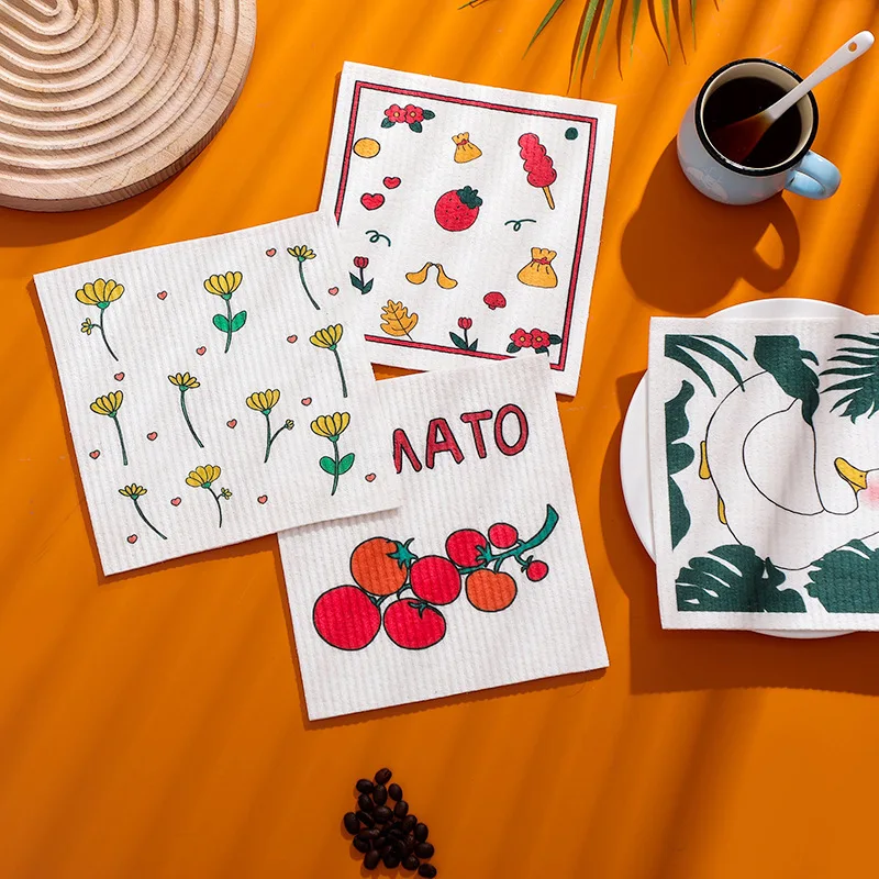 Creative Printed Wood Pulp Cotton Wipes Absorbent Dishcloth Cleaning Cloths Dry and Wet Dual-use Household Kitchen Rag 19*17cm
Creative Printed Wood Pulp Cotton Wipes Absorbent Dishcloth Cleaning Cloths Dry and Wet Dual-use Household Kitchen Rag 19*17cm