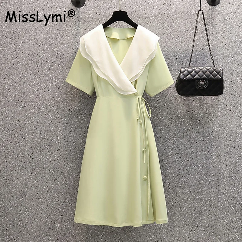 Big Size Women Elegant Warp Dress Summer 2022 Double Ruffle Patchwork V-Neck Short Sleeve Solid Color Ladies Lacing Dresses
Big Size Women Elegant Warp Dress Summer 2022 Double Ruffle Patchwork V-Neck Short Sleeve Solid Color Ladies Lacing Dresses