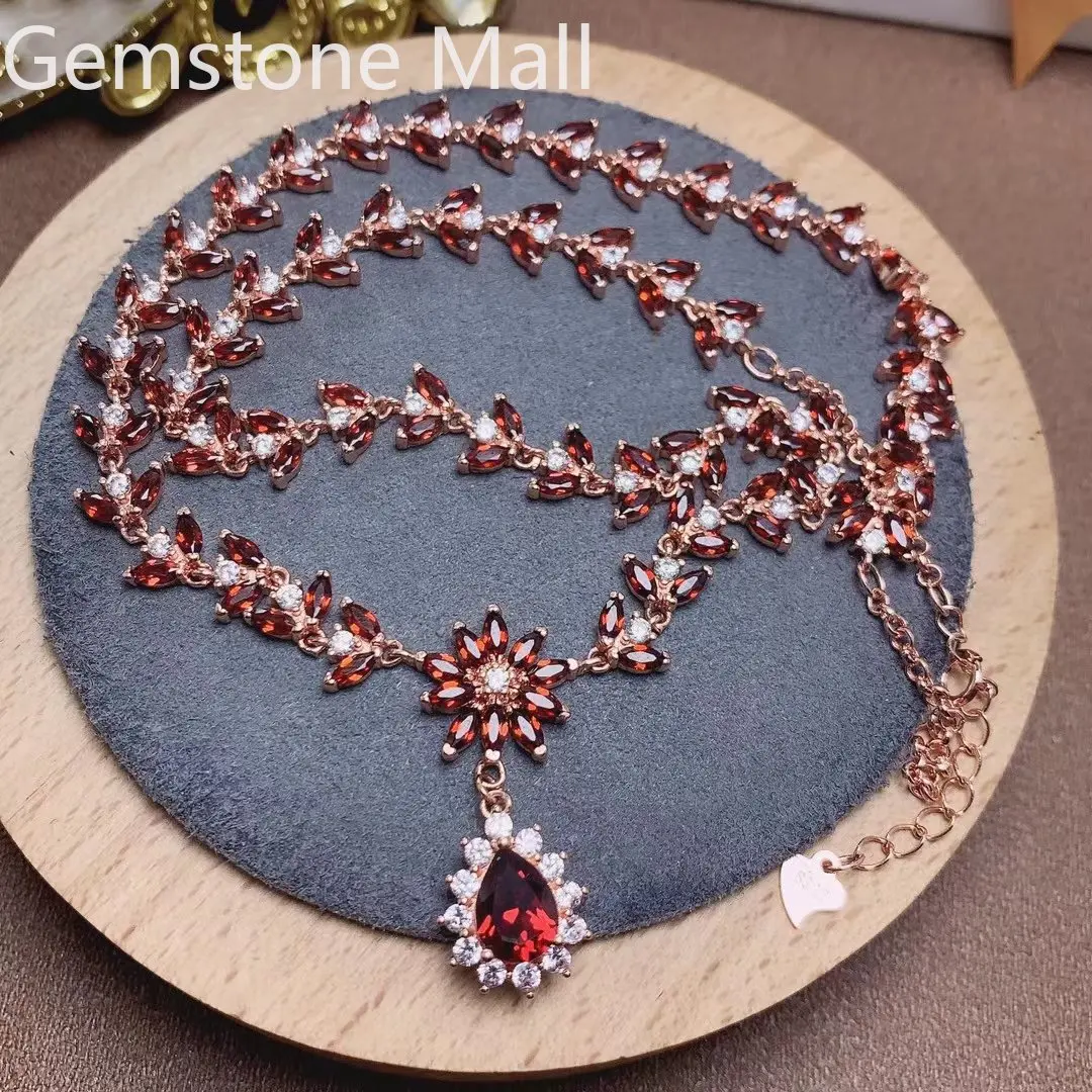 Luxury 925 Sterling Silver Necklace for Wedding 111 Pieces Total 10ct Natural Garnet Necklace 3 Layers Gold Plating Allergy Free
Luxury 925 Sterling Silver Necklace for Wedding 111 Pieces Total 10ct Natural Garnet Necklace 3 Layers Gold Plating Allergy Free