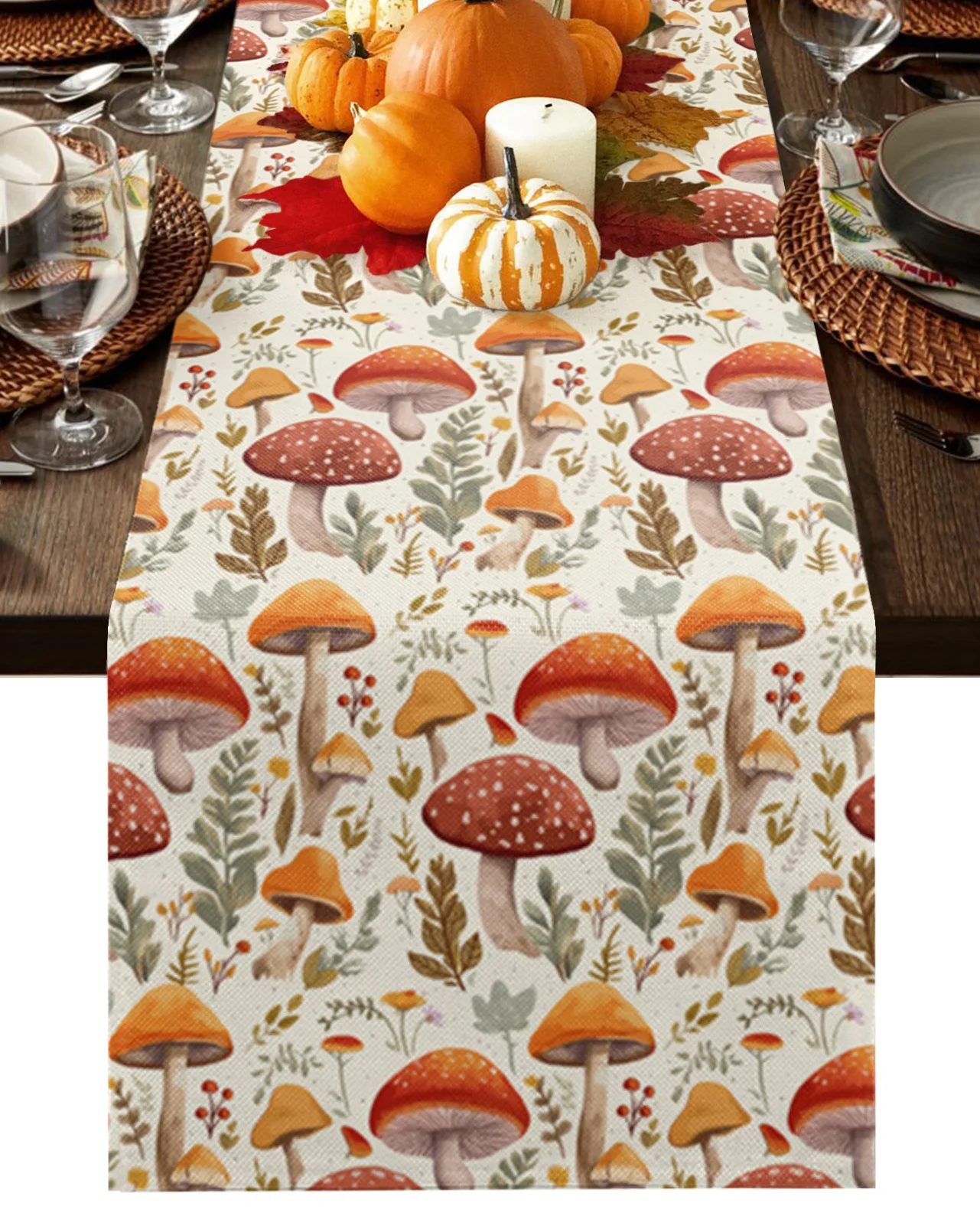 Autumn Mushrooms Plants Leaves Retro Table Runner Wedding Decor Table Cover Holiday Party Coffee Table Decoration Table Cloth
Autumn Mushrooms Plants Leaves Retro Table Runner Wedding Decor Table Cover Holiday Party Coffee Table Decoration Table Cloth