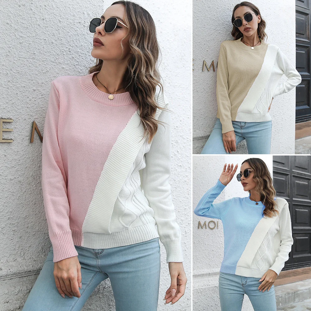 Design contrast color fried dough twist three-dimensional sweater women's loose autumn and winter long sleeve
Design contrast color fried dough twist three-dimensional sweater women's loose autumn and winter long sleeve