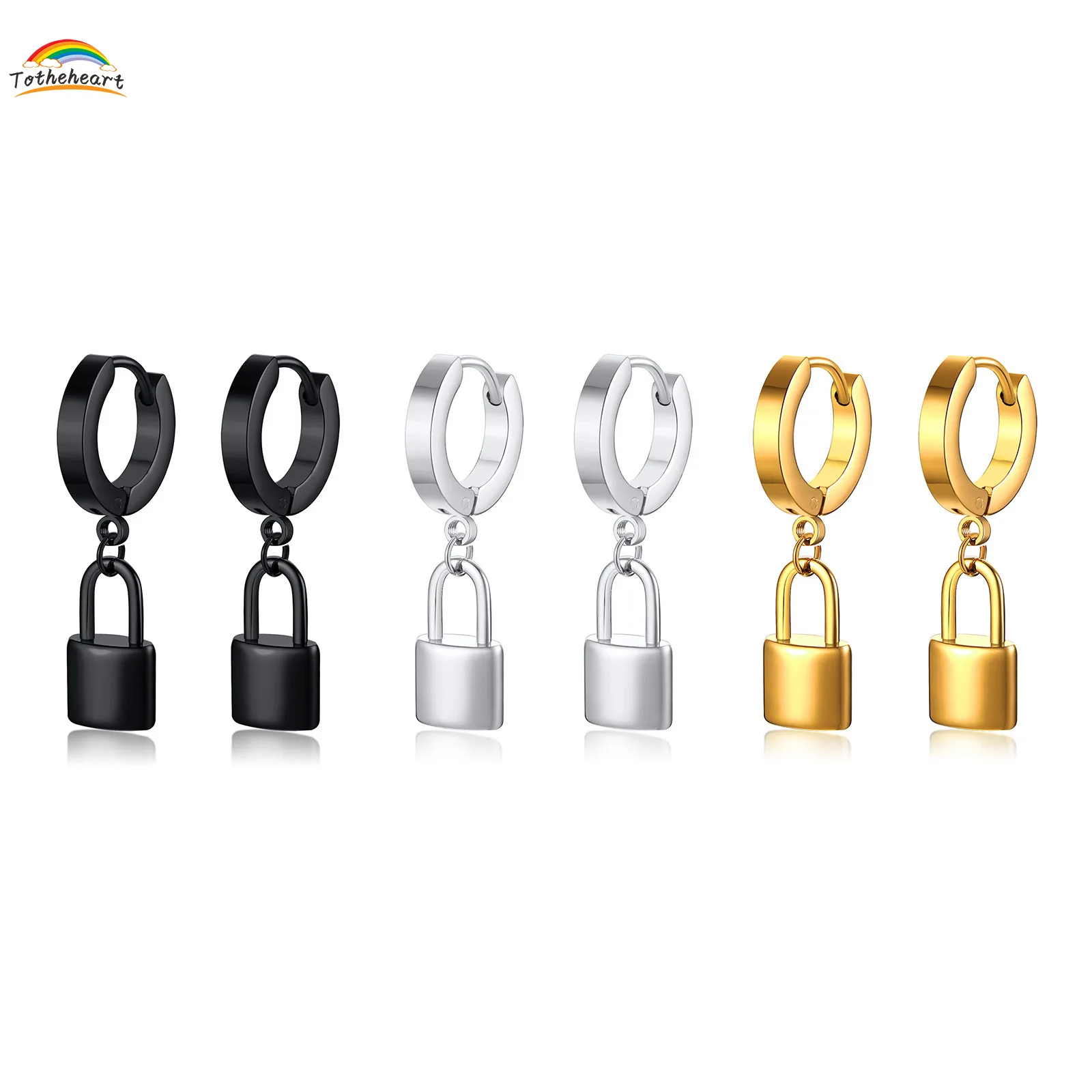 Stainless steel lock Earrings Black Gold Steel Men's Earrings Fashion metal accessories electroplated Earrings ed-364
Stainless steel lock Earrings Black Gold Steel Men's Earrings Fashion metal accessories electroplated Earrings ed-364