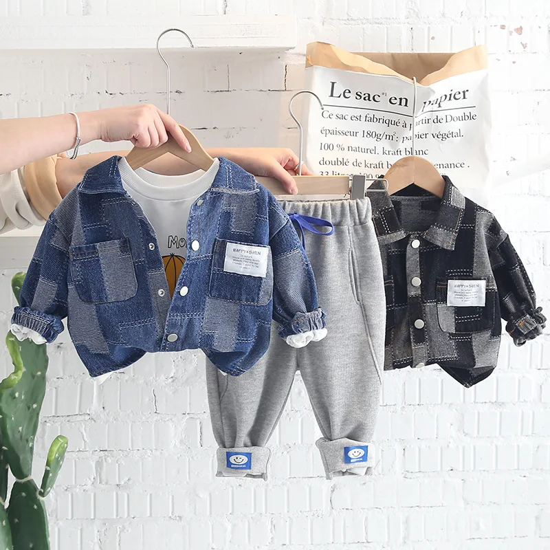 2022 Spring Autumn Children Boys 3PCS Clothing Set Patchwork Denim Jacket Cotton Sweatshirts Casual Pants Baby Boys Clothes Suit
2022 Spring Autumn Children Boys 3PCS Clothing Set Patchwork Denim Jacket Cotton Sweatshirts Casual Pants Baby Boys Clothes Suit