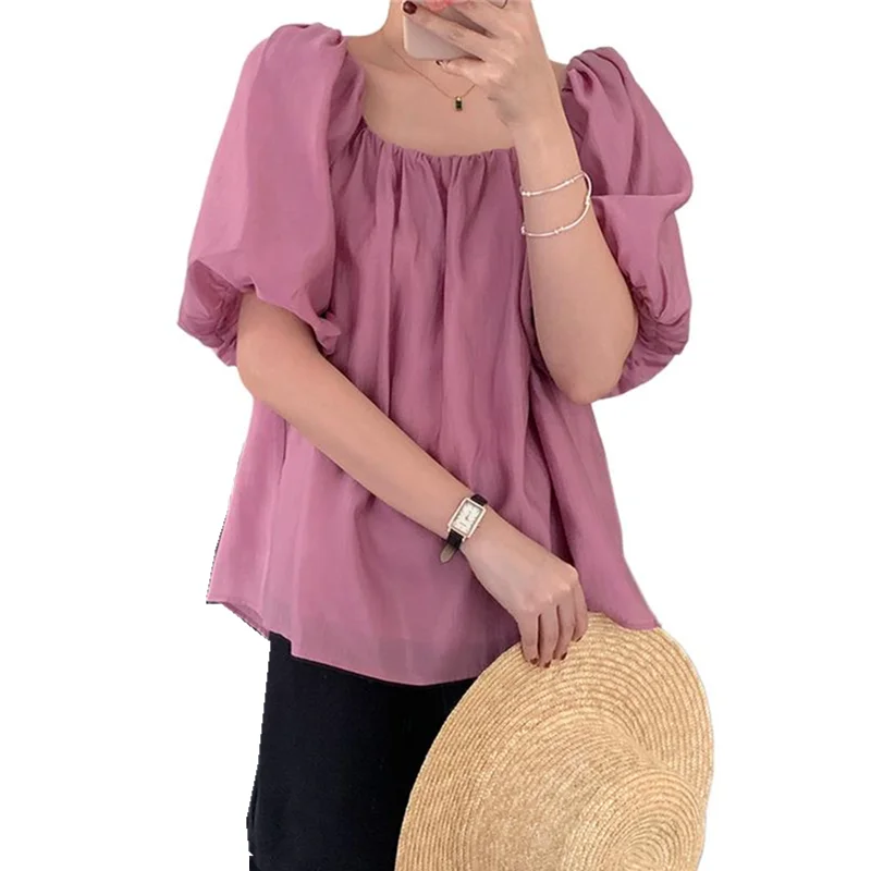 Vintage Back Lace-up Loose Thin Shirt Women Korean Fashion Elegant Solid Blouse Sweet Puff Sleeve Casual Pullover Tops Plus Size
Vintage Back Lace-up Loose Thin Shirt Women Korean Fashion Elegant Solid Blouse Sweet Puff Sleeve Casual Pullover Tops Plus Size