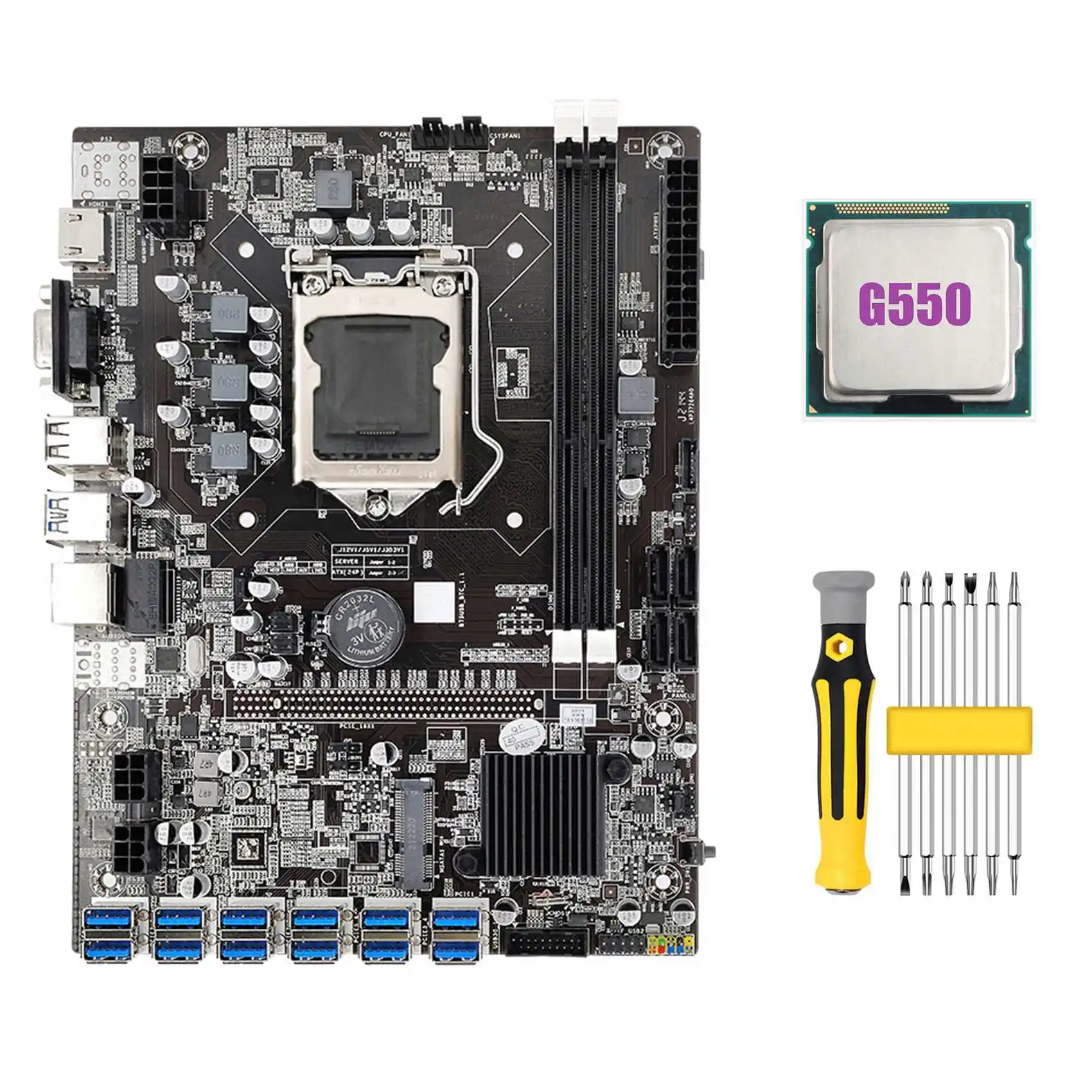 B75 ETH Mining Motherboard 12 PCIE to USB3.0+G550 CPU+Screwdriver Set LGA1155 MSATA DDR3 B75 BTC USB Motherboard
B75 ETH Mining Motherboard 12 PCIE to USB3.0+G550 CPU+Screwdriver Set LGA1155 MSATA DDR3 B75 BTC USB Motherboard