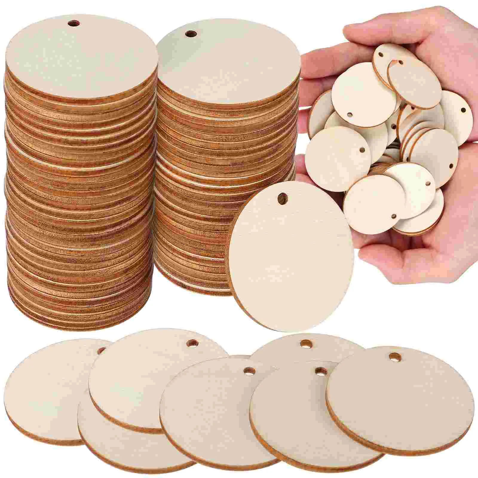 

Wood Wooden Slices Circles Unfinished Round Blank Tags Christmas Discs Holes Crafts Blanks Diy Natural Mini Ornaments Pendants