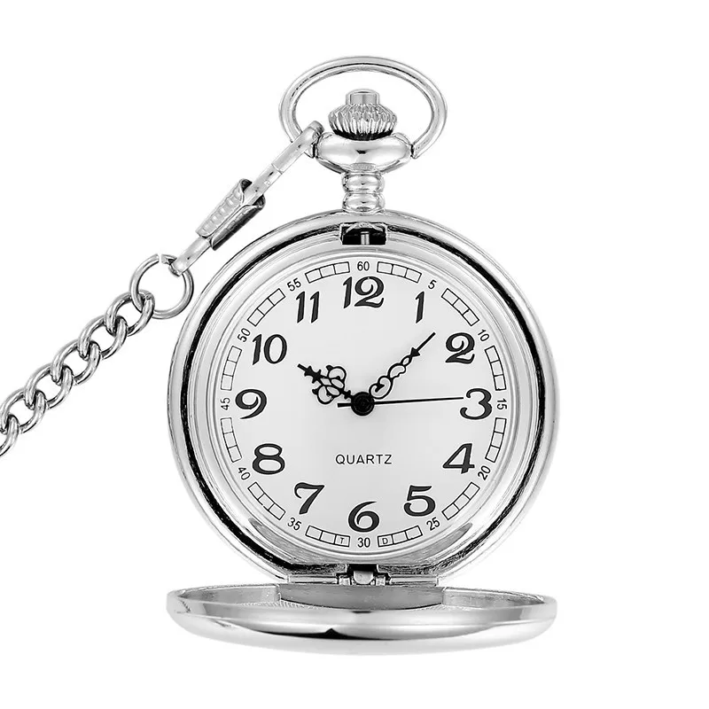 Silver Smooth Quartz Pocket Watch Mens Womens Necklace Clock Metal Stainless Steel Watches Pendant with Short Chain Gifts
Silver Smooth Quartz Pocket Watch Mens Womens Necklace Clock Metal Stainless Steel Watches Pendant with Short Chain Gifts