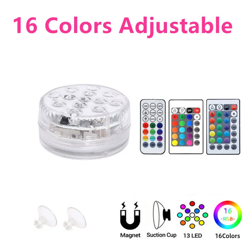13 LEDs Submarine Light Underwater Light with Magnet Sucker Floating Lamp IP68 Waterproof Decor Fountain Bathtub Fish Tank Vase
13 LEDs Submarine Light Underwater Light with Magnet Sucker Floating Lamp IP68 Waterproof Decor Fountain Bathtub Fish Tank Vase