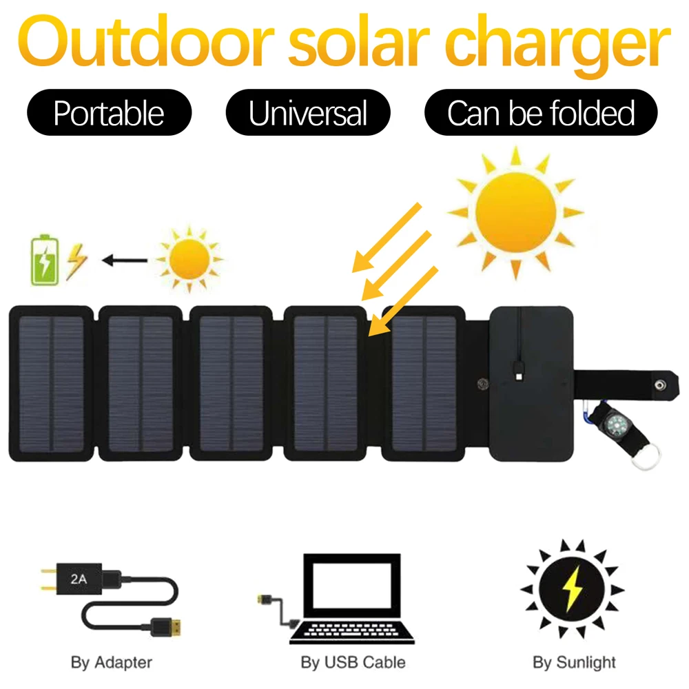 Folding 10W Solar Cells Charger 5V 2.1A USB Output Devices Portable Solar Panels USB Charger for Smartphones 4/5 Solar Panels
Folding 10W Solar Cells Charger 5V 2.1A USB Output Devices Portable Solar Panels USB Charger for Smartphones 4/5 Solar Panels