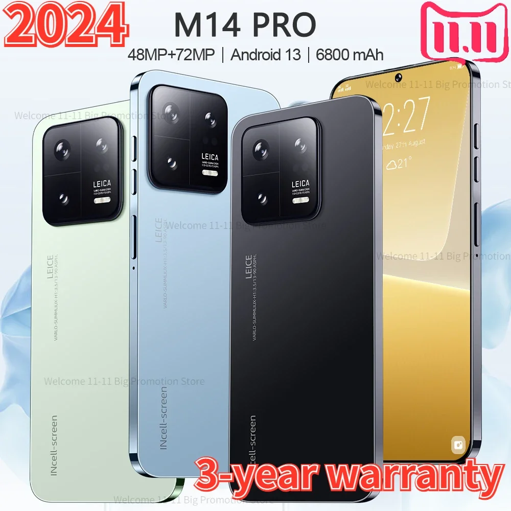 2024 Hot New M14 PRO Smart Phone 7.3 inch Full Screen 4G/5G Cell Phone 16GB+1TB 6800mAh Mobile Phones Global Version Celulares
2024 Hot New M14 PRO Smart Phone 7.3 inch Full Screen 4G/5G Cell Phone 16GB+1TB 6800mAh Mobile Phones Global Version Celulares