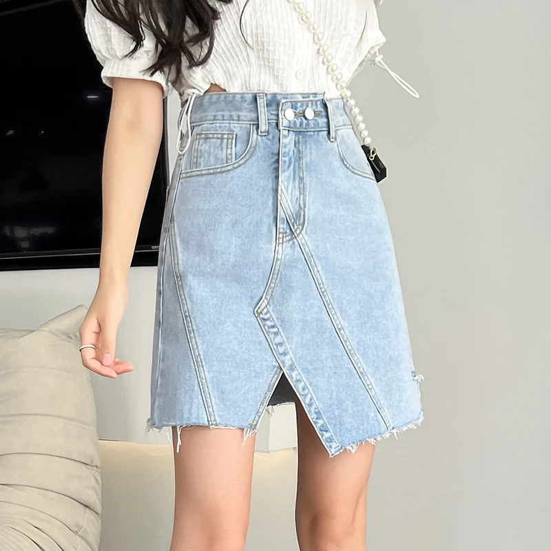 New korean fashion aesthetic woman skirts womens jean Skirt casual sexy female OL girls Asymmetric fork denim skirt dropshipping
New korean fashion aesthetic woman skirts womens jean Skirt casual sexy female OL girls Asymmetric fork denim skirt dropshipping
